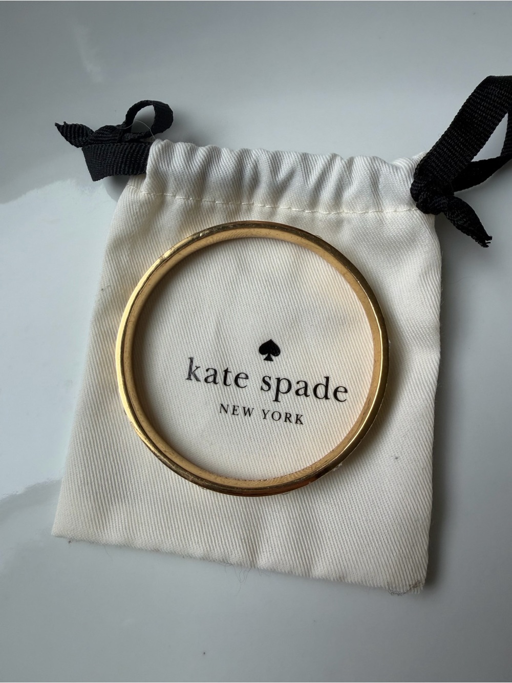 Kate Spade Gold Tone Bangle with Black Accents #020